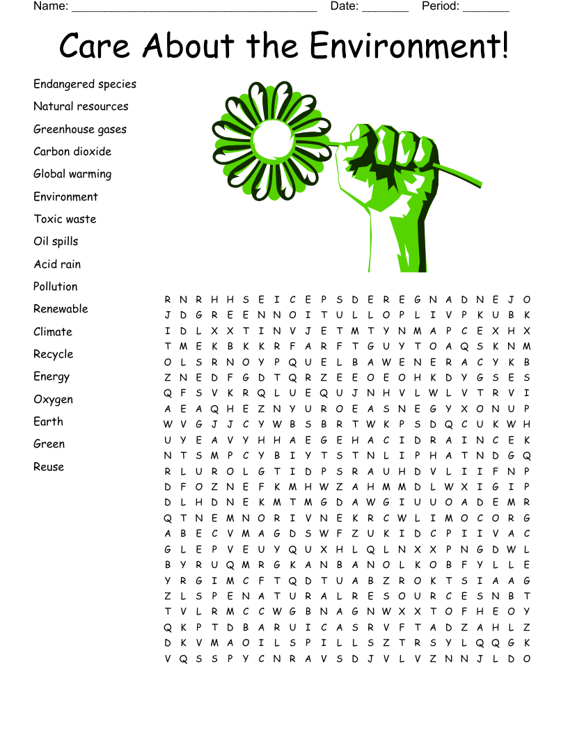 Care About the Environment! Word Search