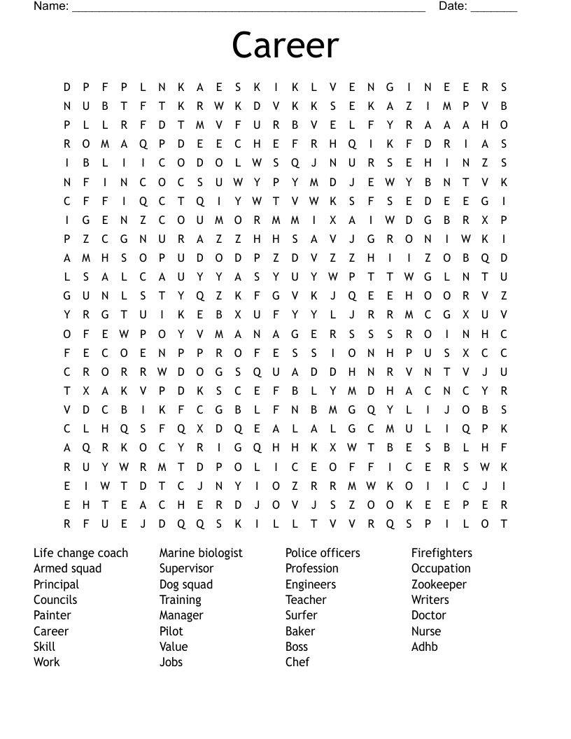 Career Word Search