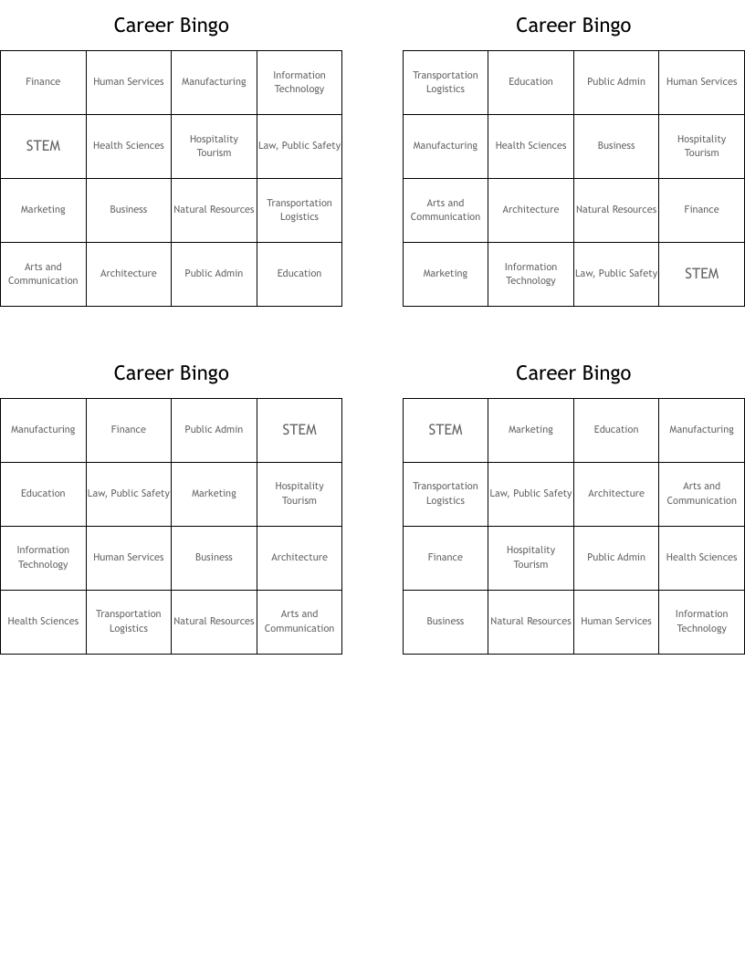 Career Bingo