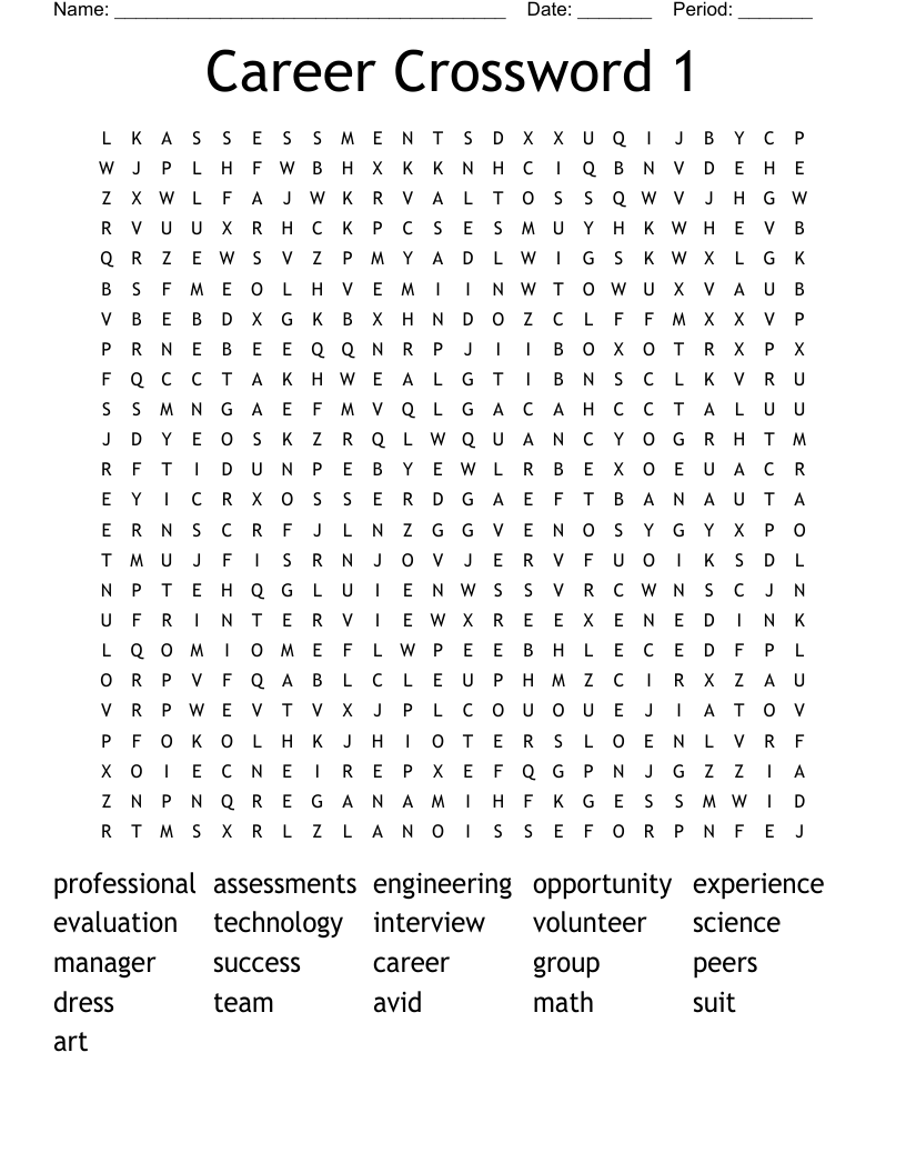 Career Crossword 1 Word Search