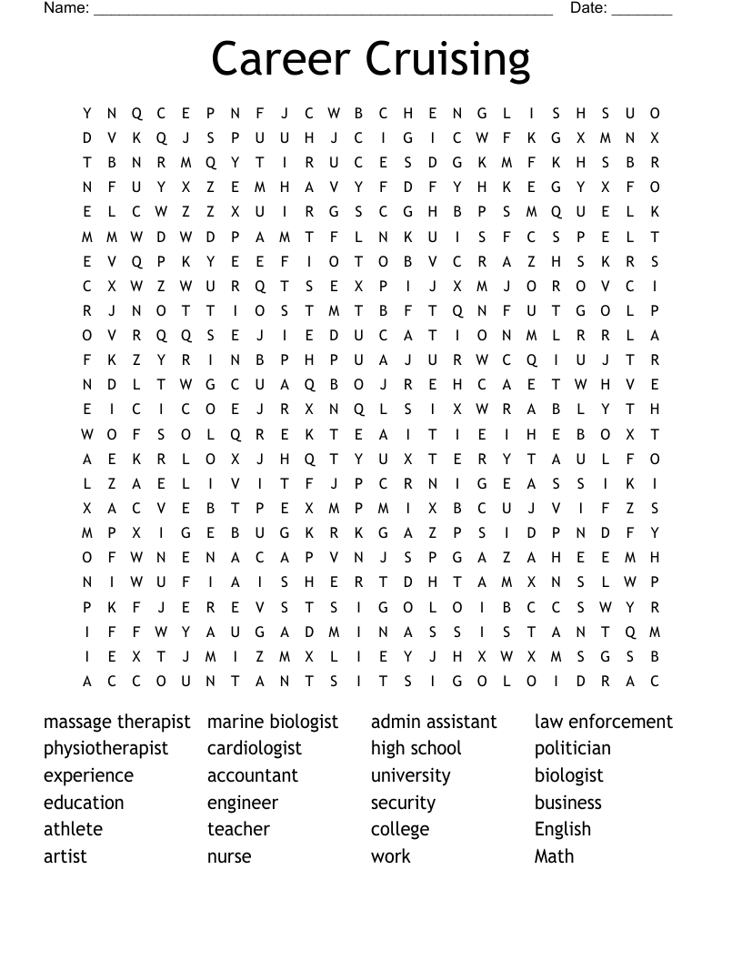 Career Cruising Word Search