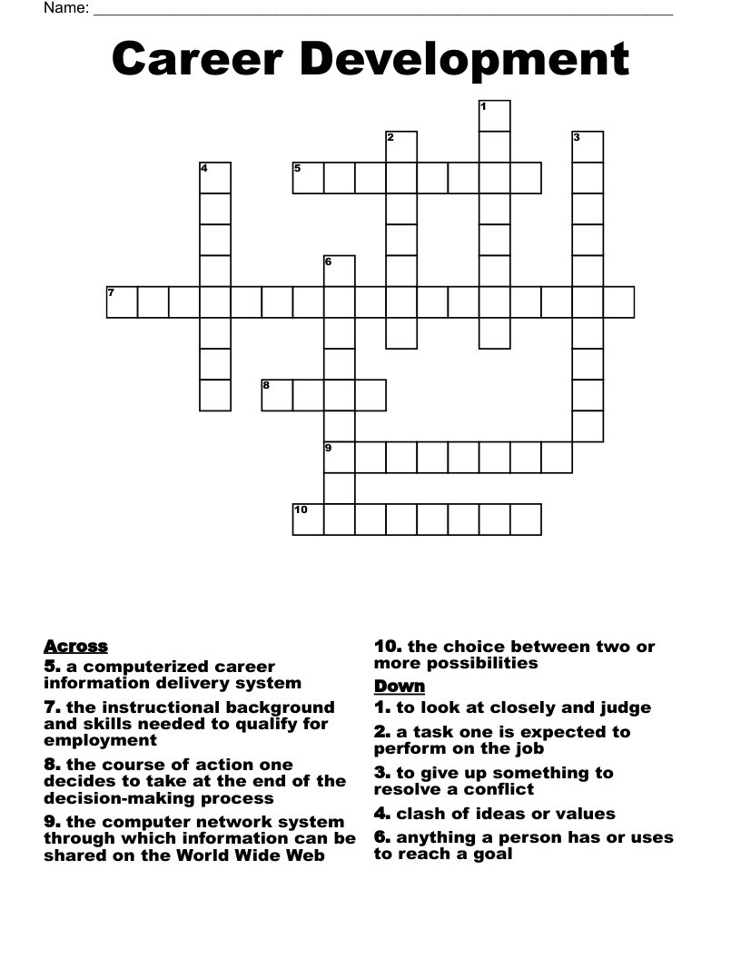 Career Development Crossword