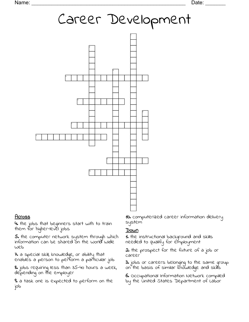 Career Development Crossword