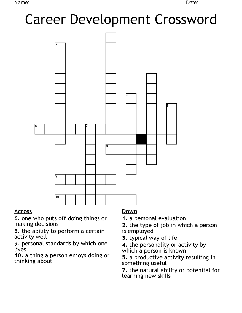 Career Development Crossword
