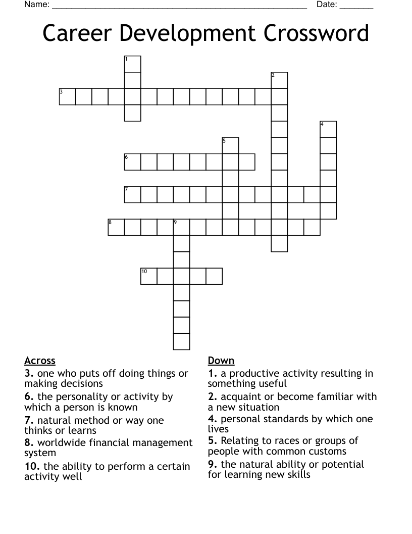 Career Development Crossword