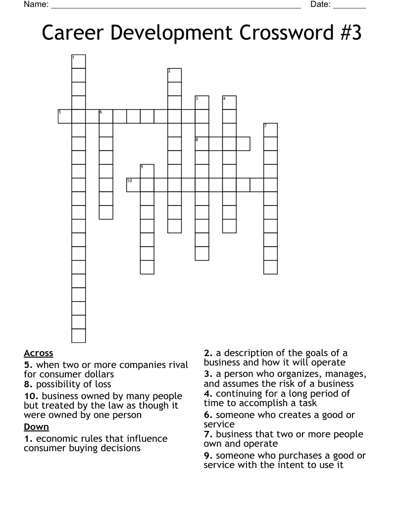 Career Development Crossword #3