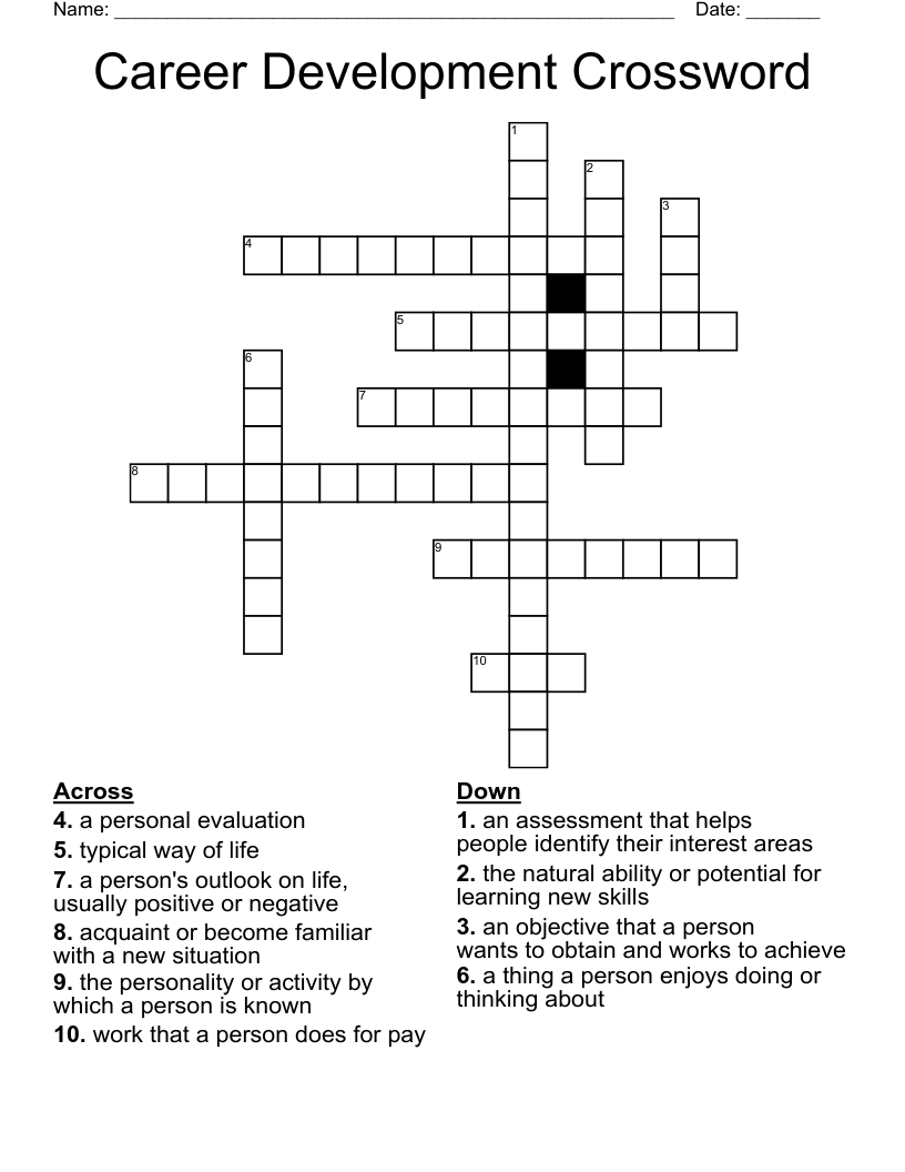 Career Development Crossword