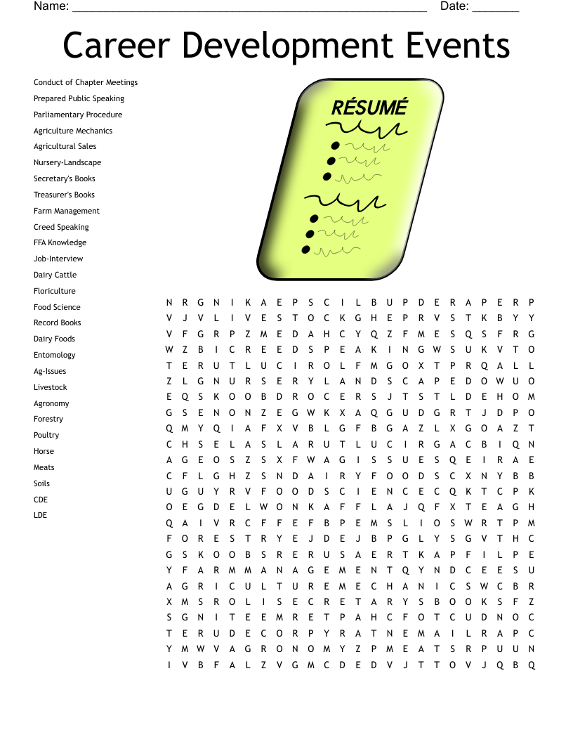 Career Development Events Word Search