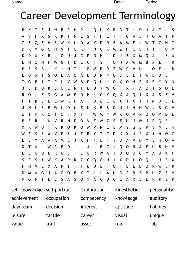 Career Development Terminology Word Search