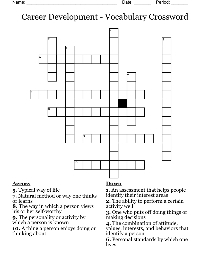 Career Development - Vocabulary Crossword