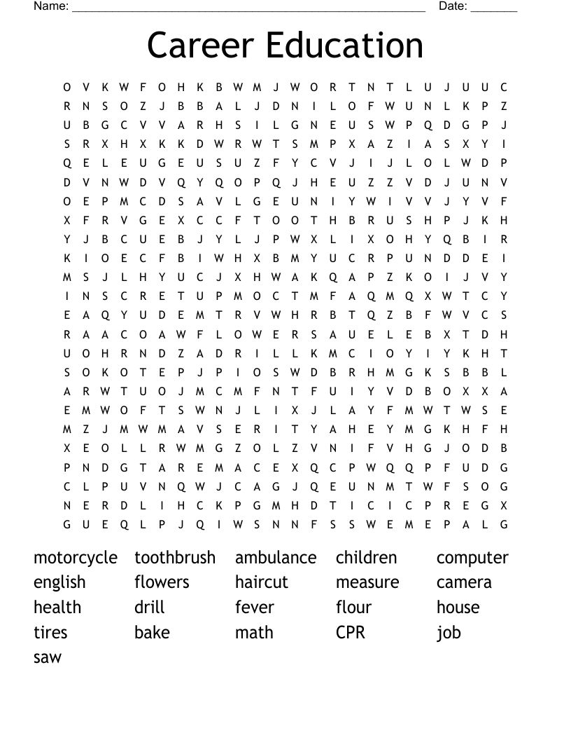 Career Education Word Search