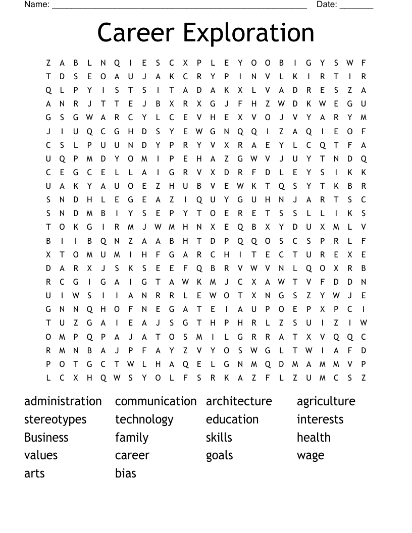 Career Exploration Word Search