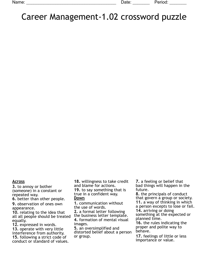 Career Management-1.02 crossword puzzle