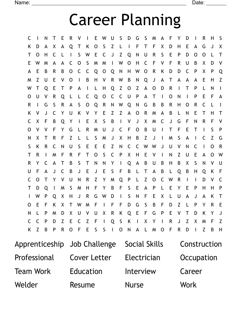 Career Planning Word Search
