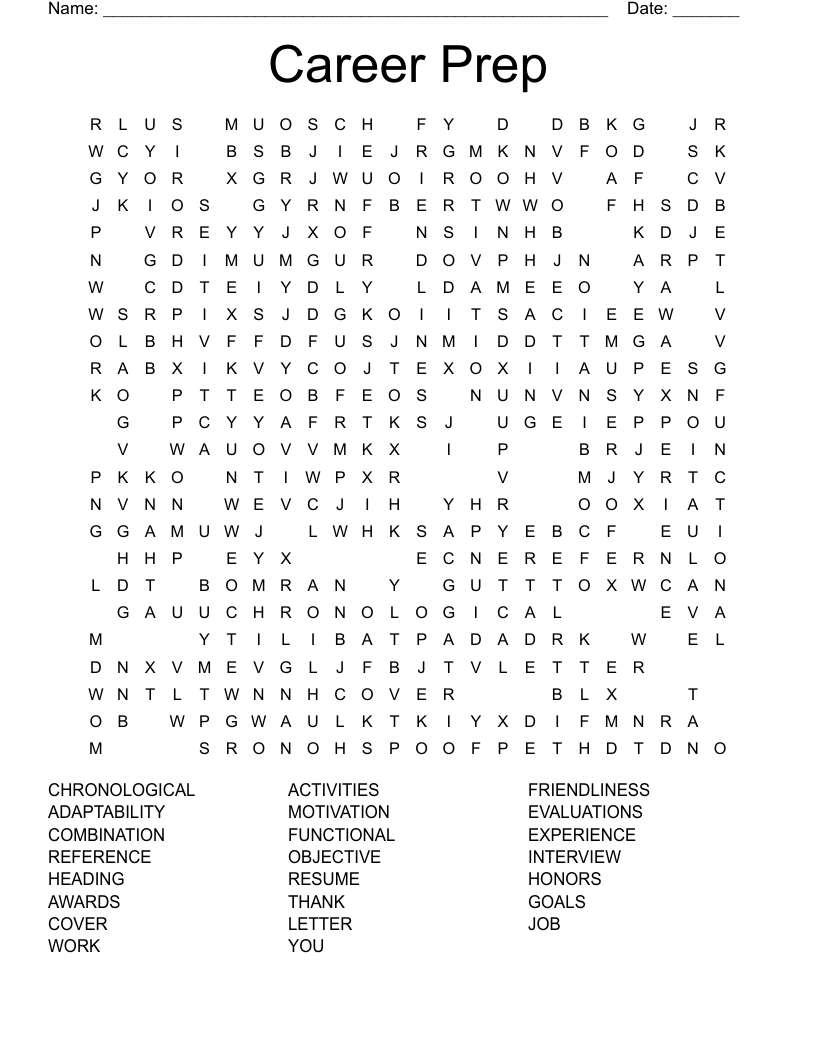 Career Prep Word Search