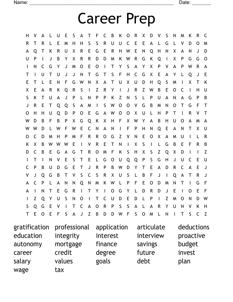 Career Prep Word Search