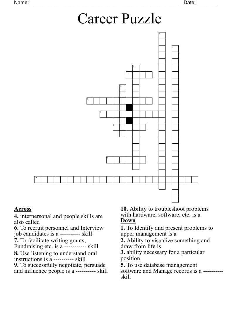 Career Puzzle Crossword