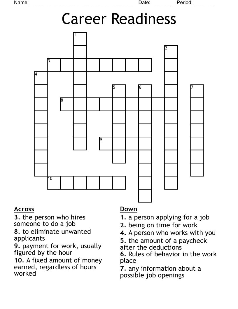Career Readiness Crossword