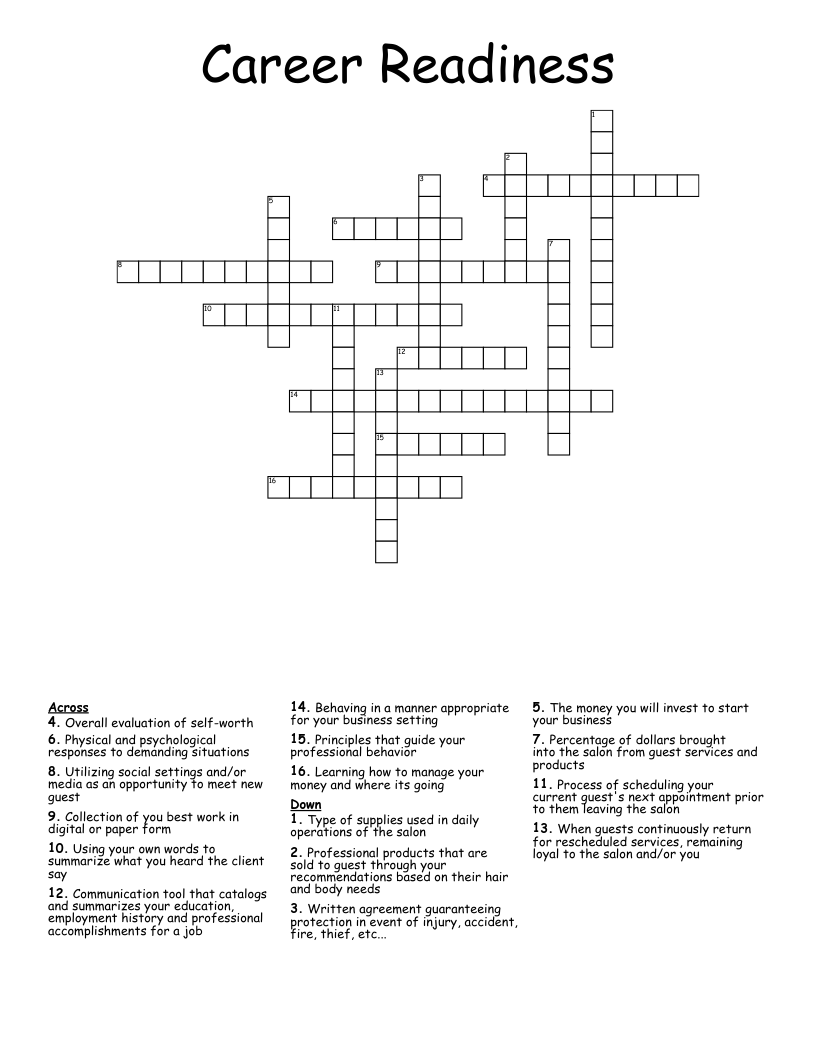 Career Readiness Crossword