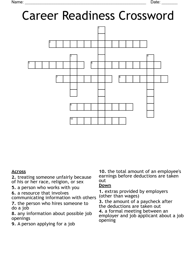 Career Readiness Crossword 