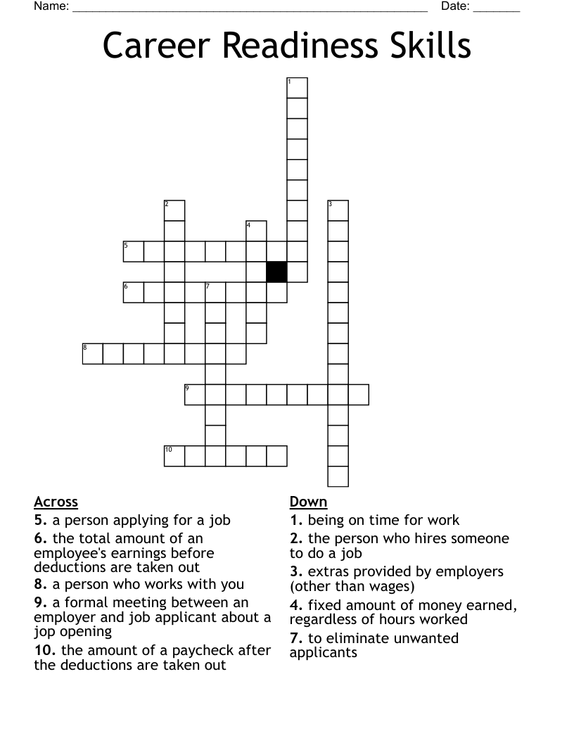 Career Readiness Skills  Crossword