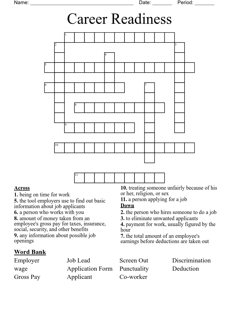 Career Readiness  Crossword