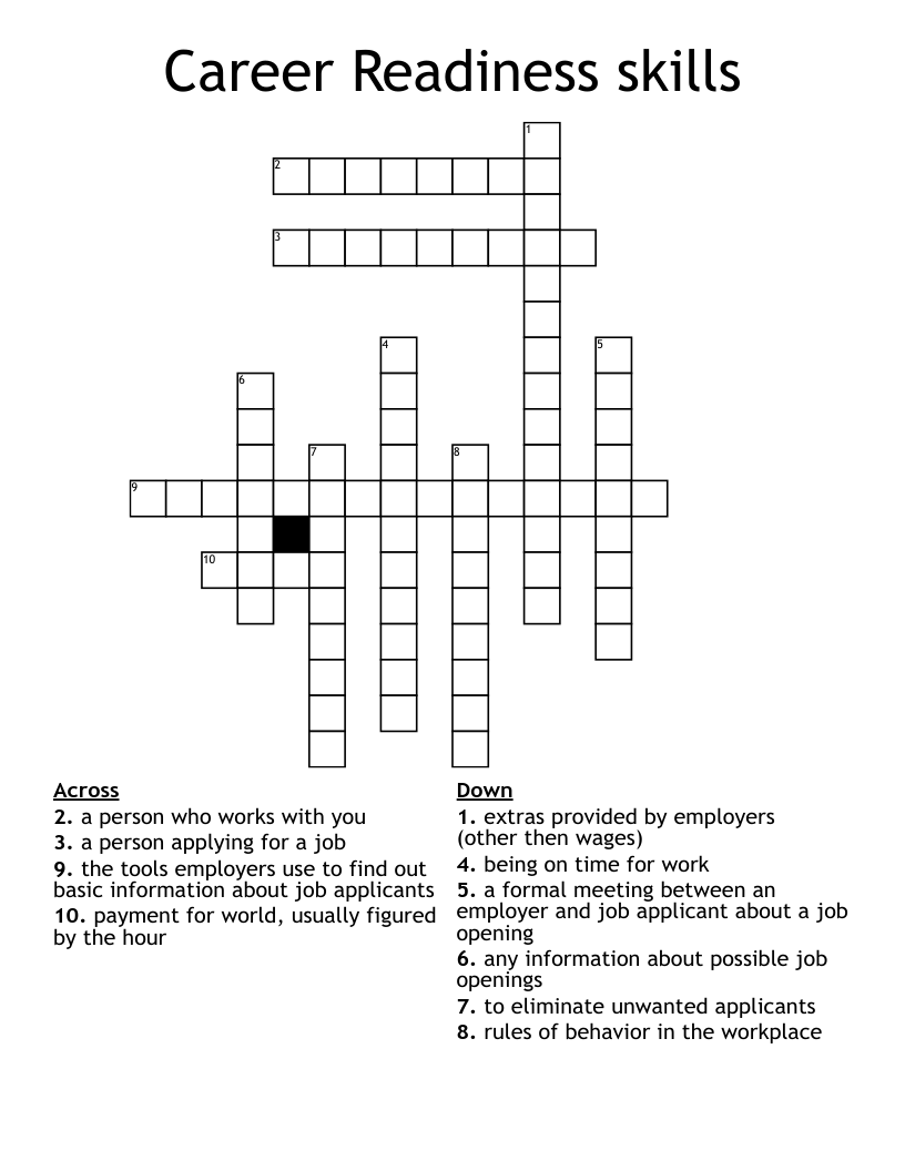 Career Readiness skills Crossword