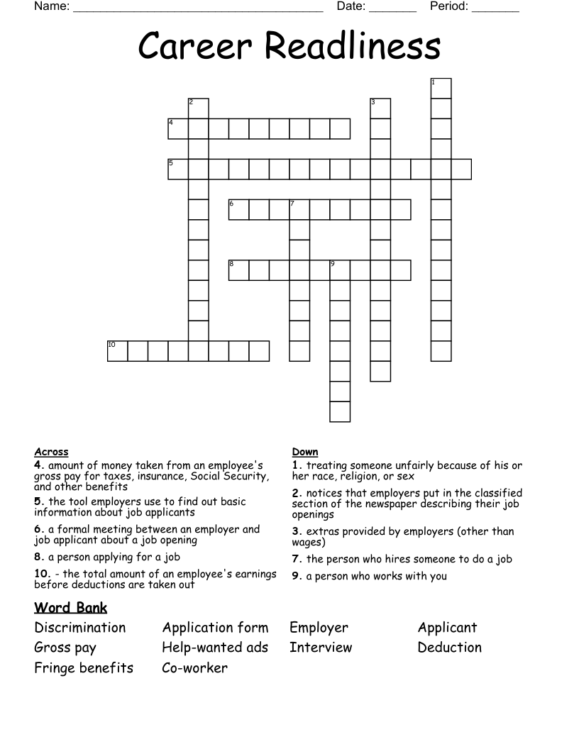 Career Readliness Crossword