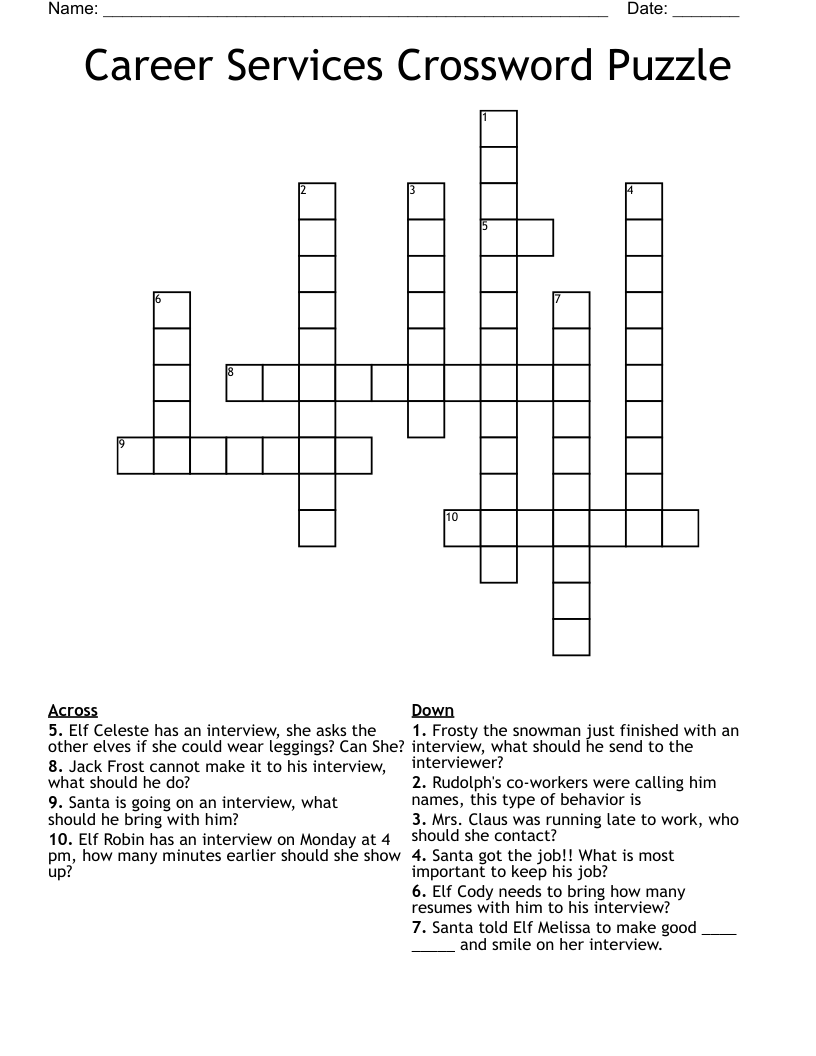 Career Services Crossword Puzzle