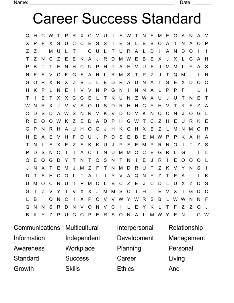 Career Success Standard  Word Search