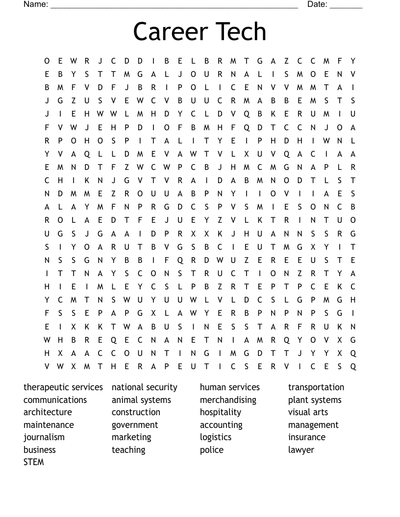 Career Tech Word Search