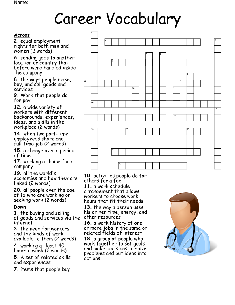 Career Vocabulary Crossword