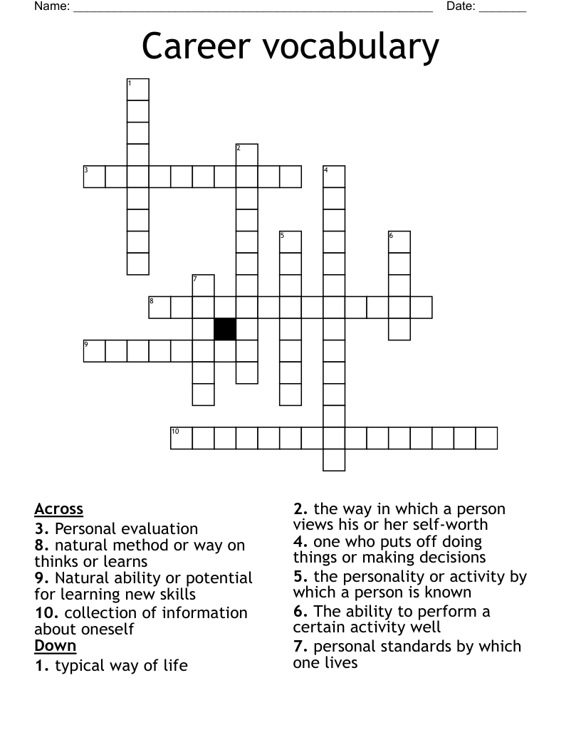 Career vocabulary Crossword