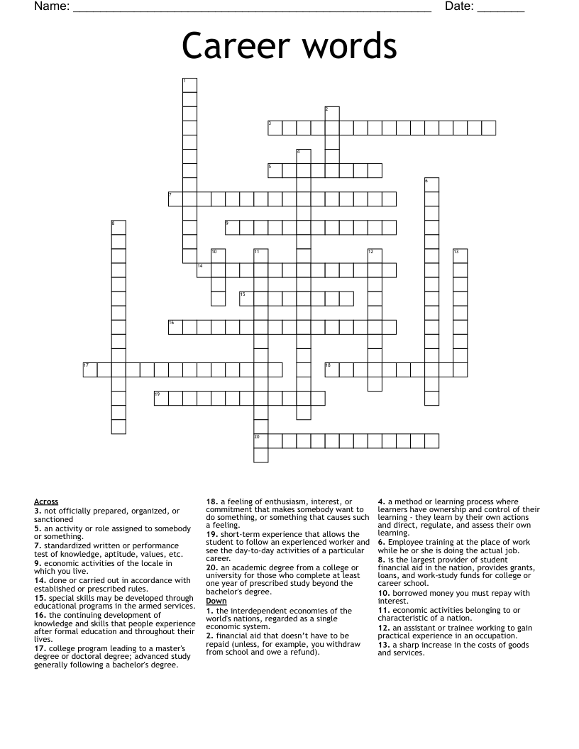 Career words Crossword