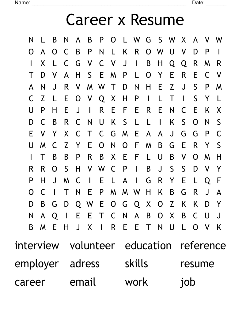 Career x Resume  Word Search