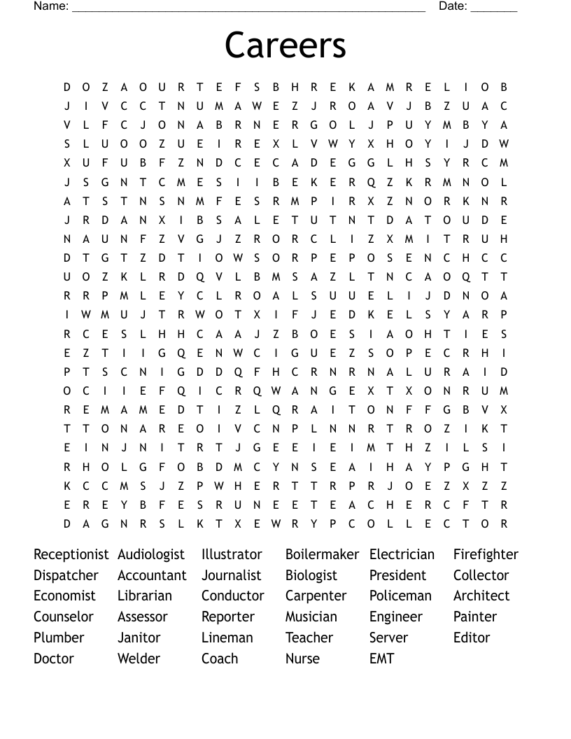 Careers Word Search