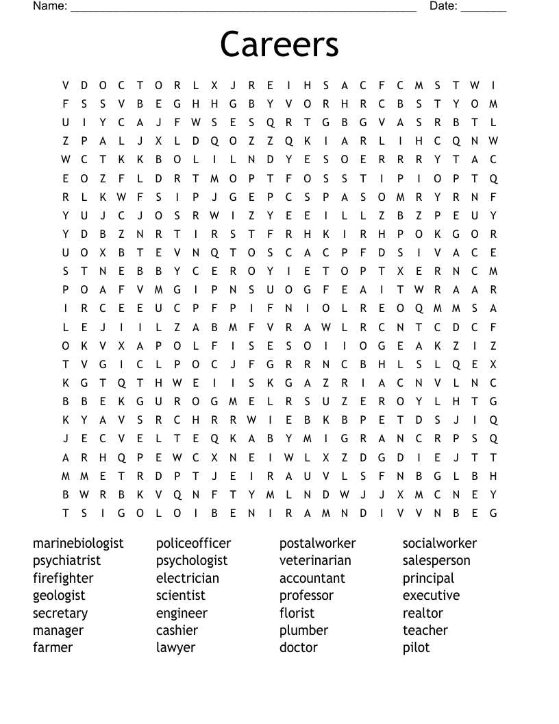 Careers Word Search