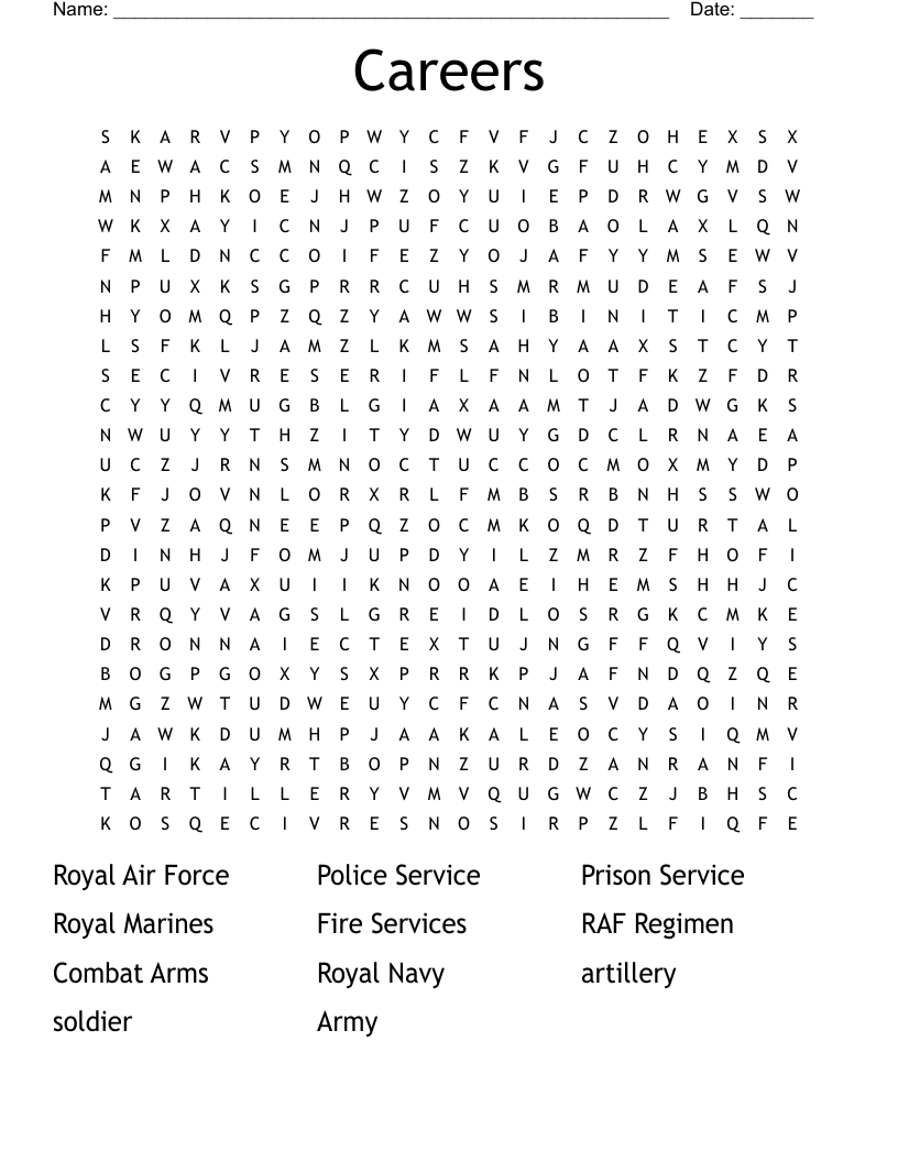 Careers Word Search