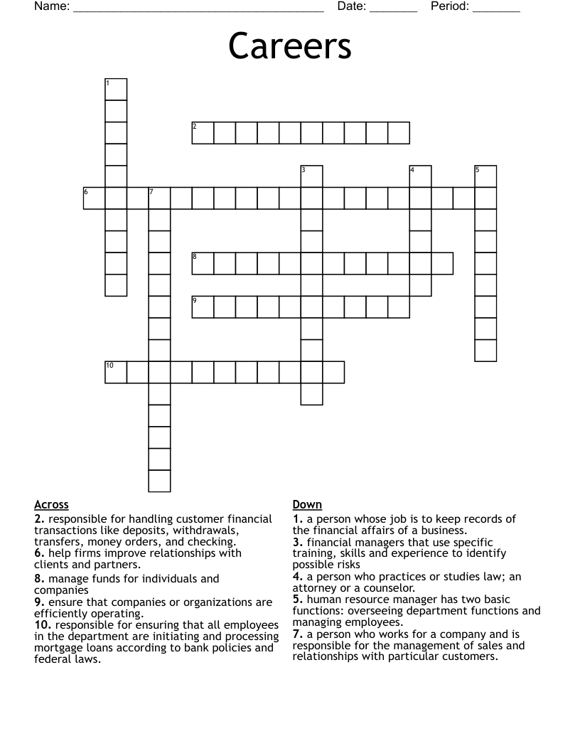 Careers Crossword