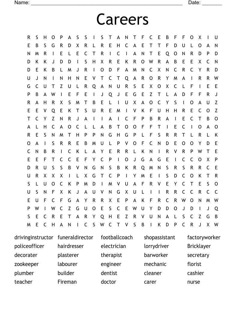 Careers Word Search