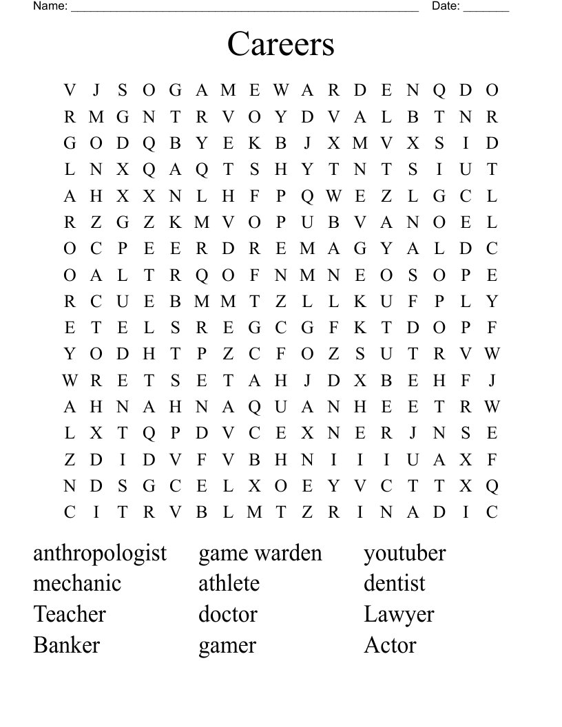 Careers Word Search