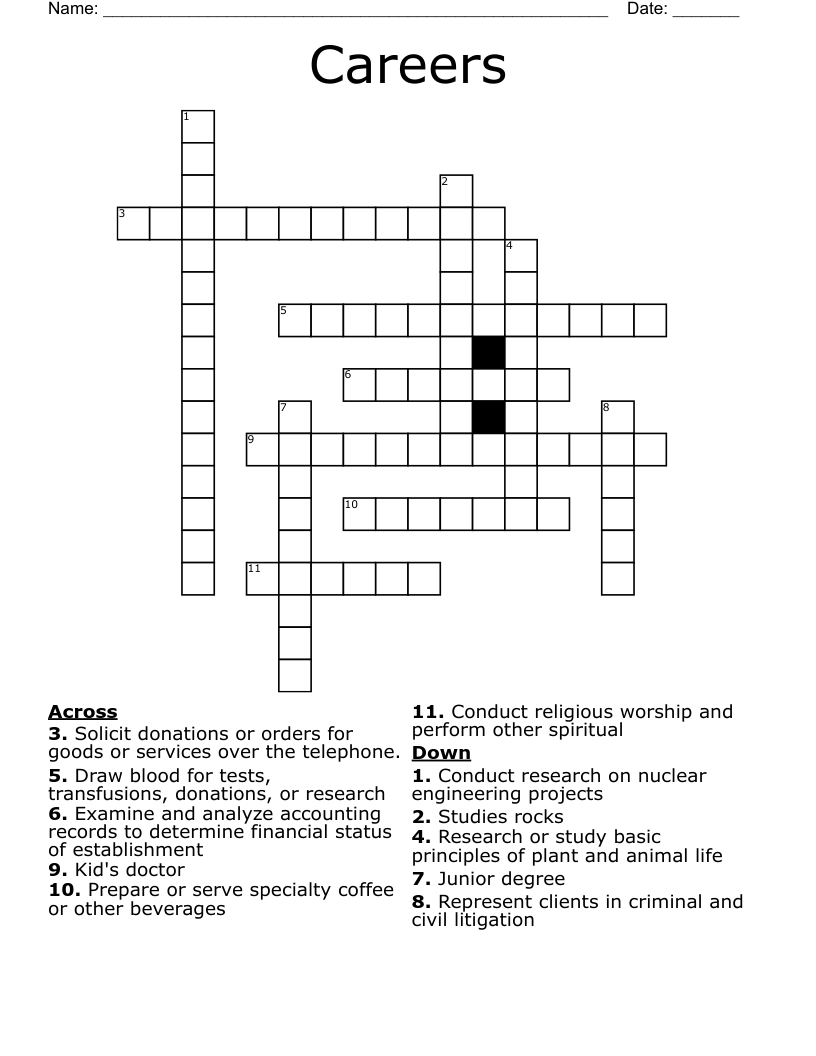 Careers Crossword