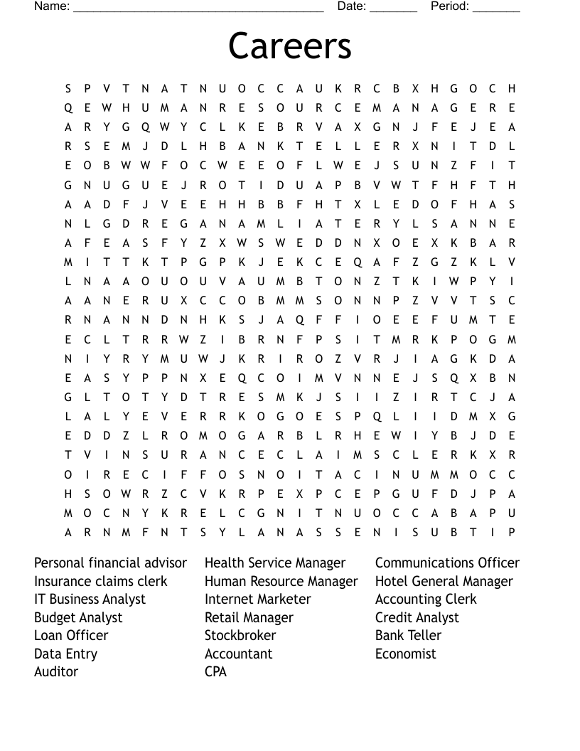 Careers Word Search