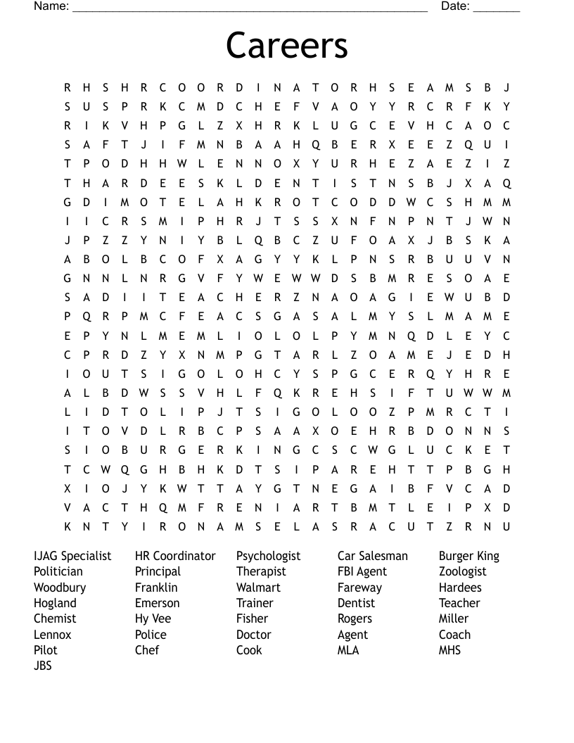 Careers Word Search