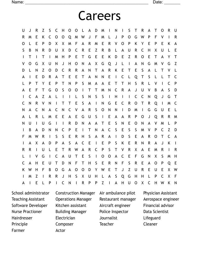 Careers Word Search