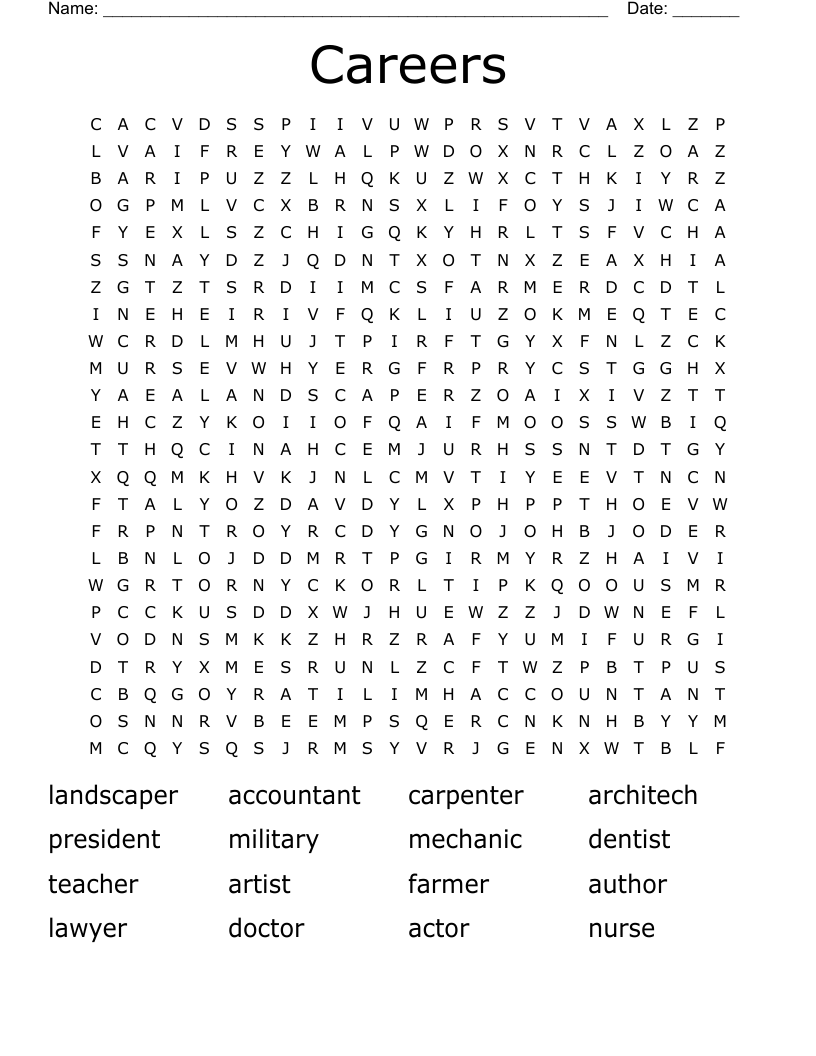 Careers Word Search
