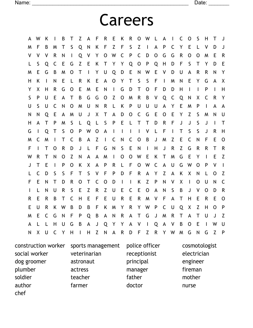 Careers Word Search