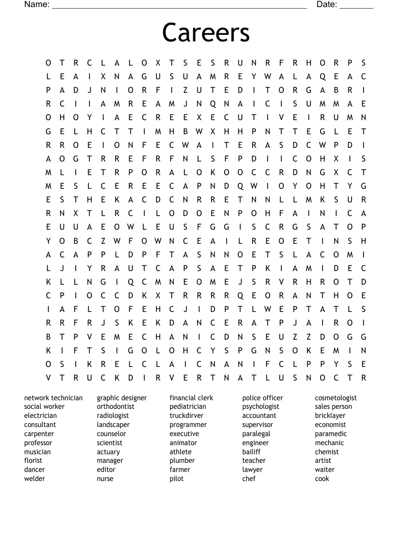 Careers Word Search