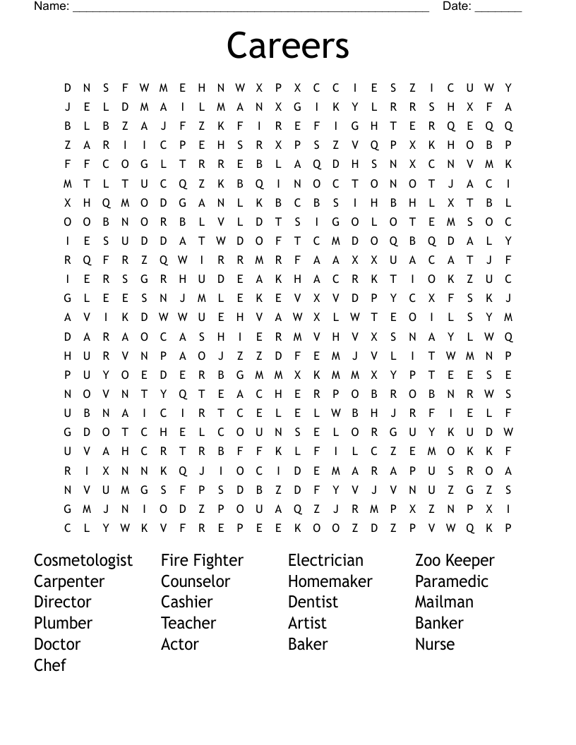 Careers Word Search