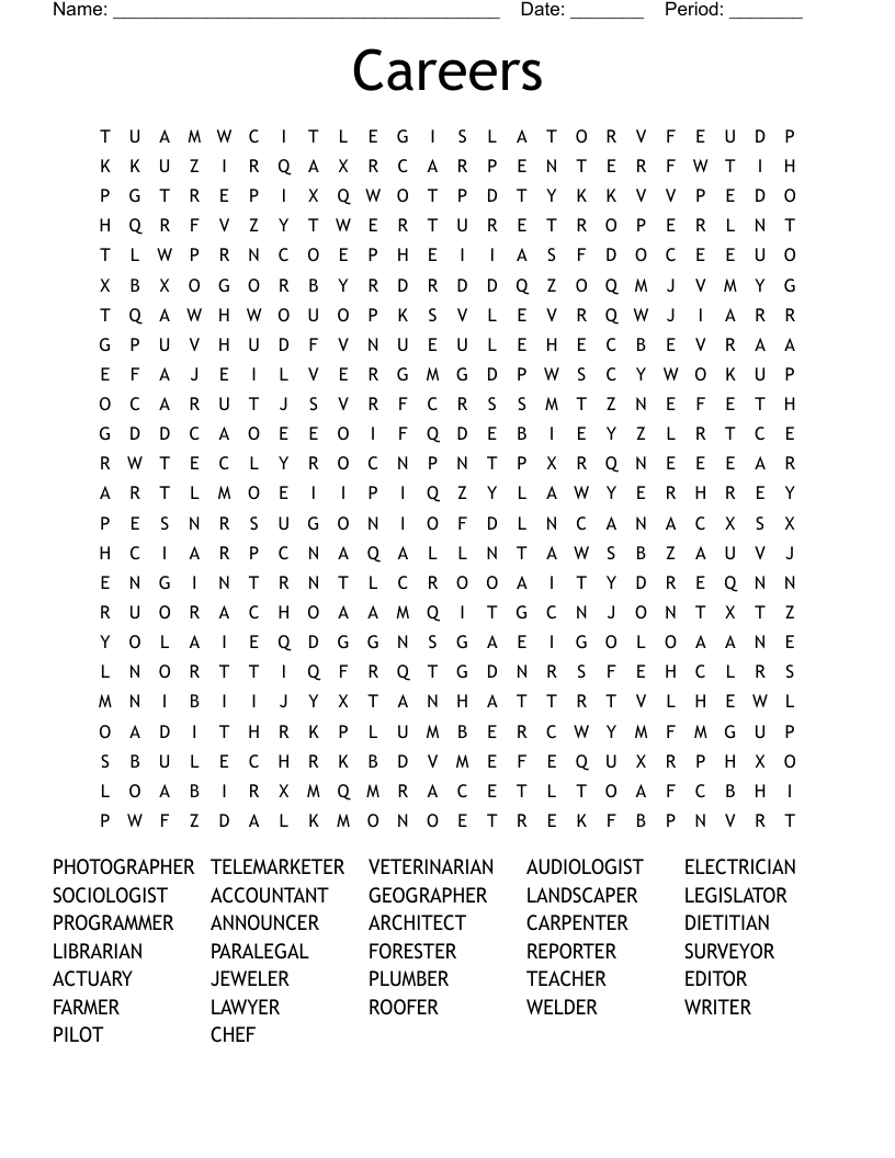 Careers Word Search